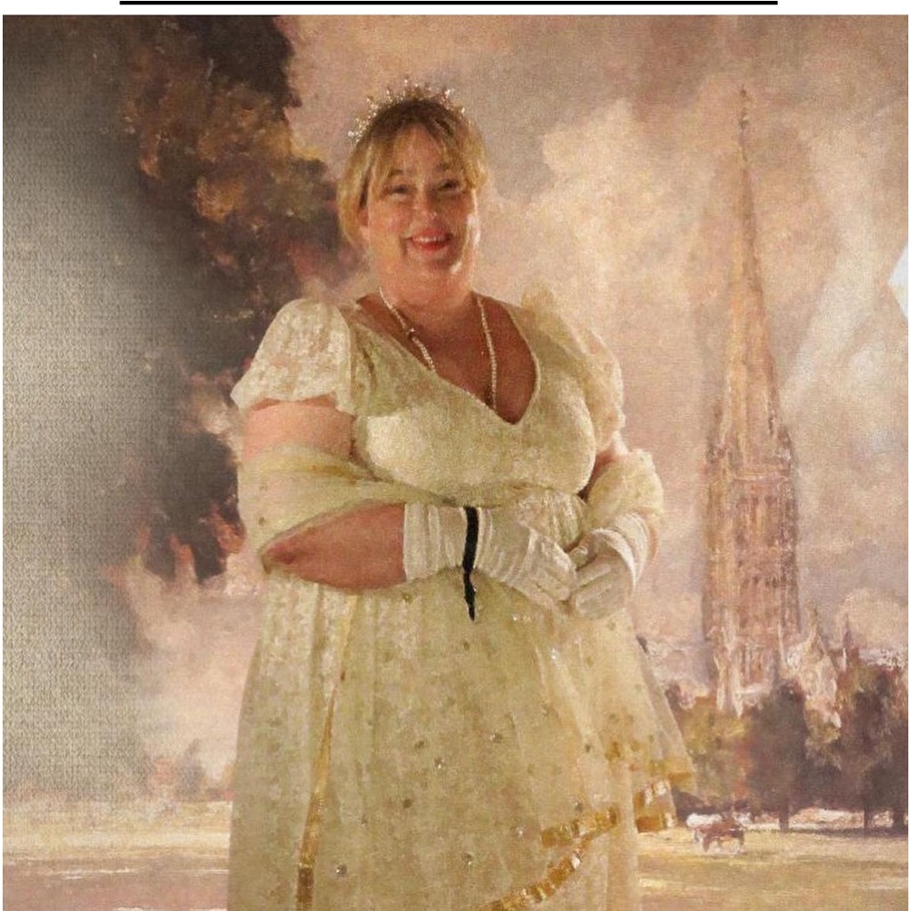 Shein, ivory, lace, empire waist dress. Bridgerton/Jane Austen style.